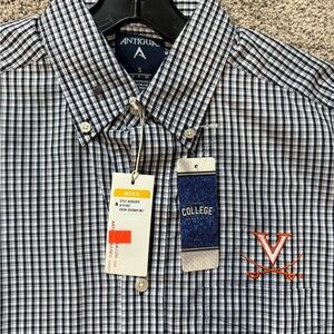 Virginia Antigua Men's Navy Checkered Shirt